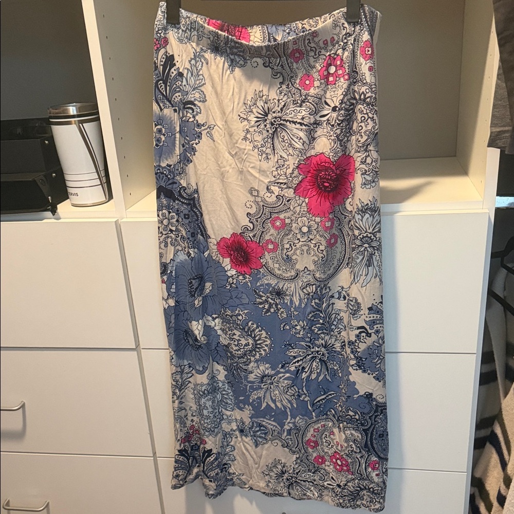 Chico's Floral Maxi Skirt in Blue and Pink